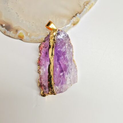 Natural Purple Crystal Necklace, Energy Guardian Field