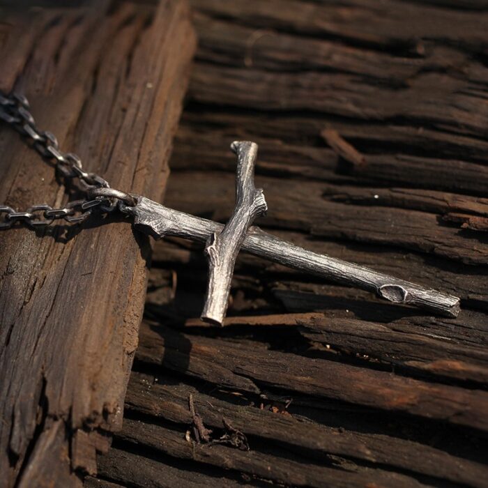 Branch-Inspired Cross Pendant: A Symbol of Untamed Faith & Edgy Style - Image 4