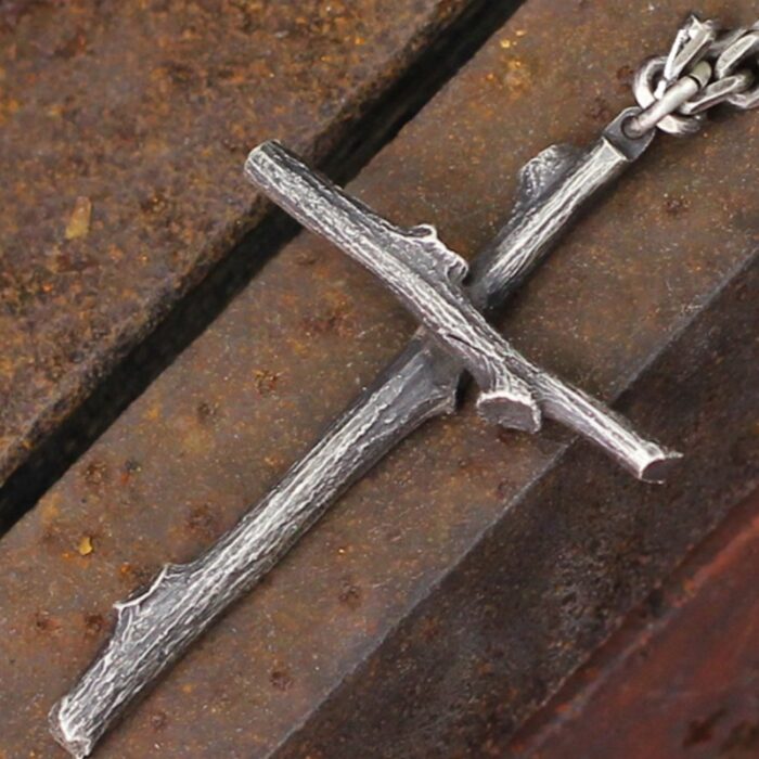 Branch-Inspired Cross Pendant: A Symbol of Untamed Faith & Edgy Style - Image 2