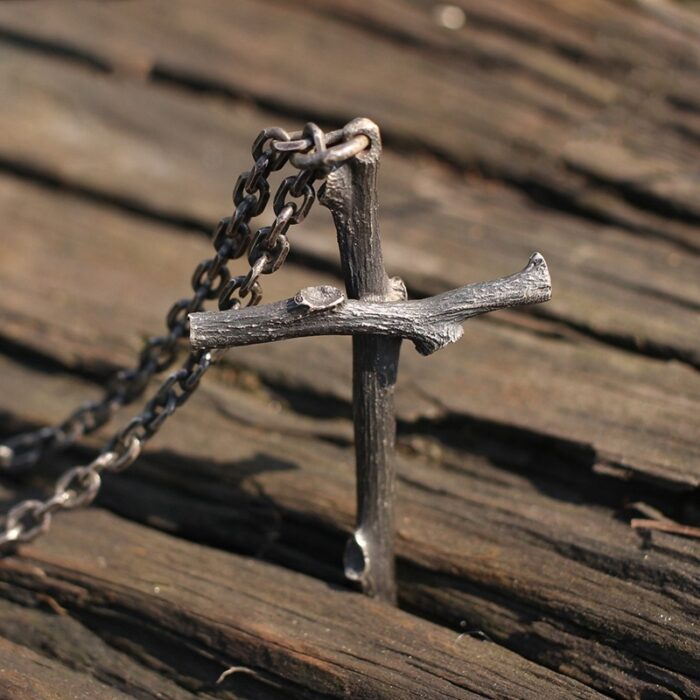Branch-Inspired Cross Pendant: A Symbol of Untamed Faith & Edgy Style - Image 1