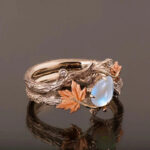 Moonstone Maple Leaf Ring – A Whisper of Autumn Magic on Your Finger - Image 2