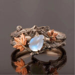 Moonstone Maple Leaf Ring – A Whisper of Autumn Magic on Your Finger