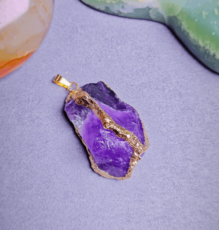 Natural Purple Crystal Necklace, Energy Guardian Field - Image 3